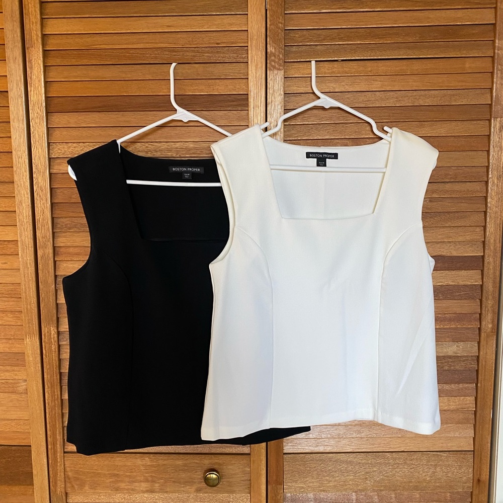 2 Boston Proper Square-Neck Tank Tops, Like New - Picture 3 of 10